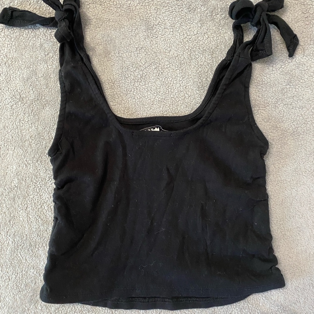 Celebrity Pink Black Tie-Strap Women's Top